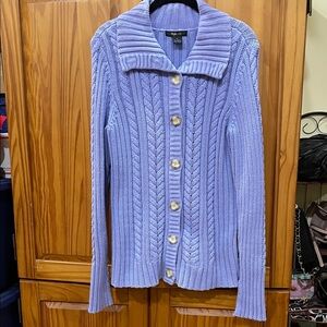 Style &Co. Lavender Heavyweight Cable Knit Cardigan
